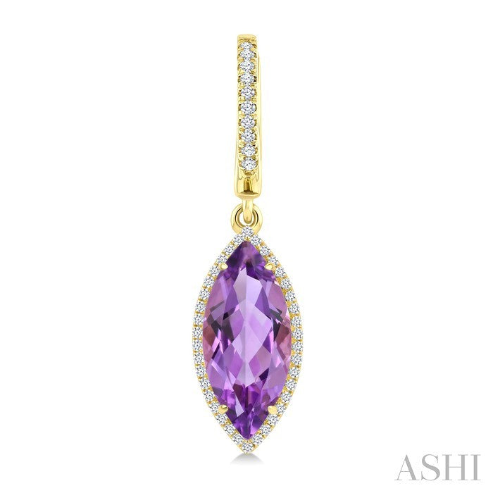 Evoque Gemstone Marquise Shape & Halo Diamond Earrings
