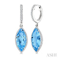 Evoque Gemstone Marquise Shape & Halo Diamond Earrings