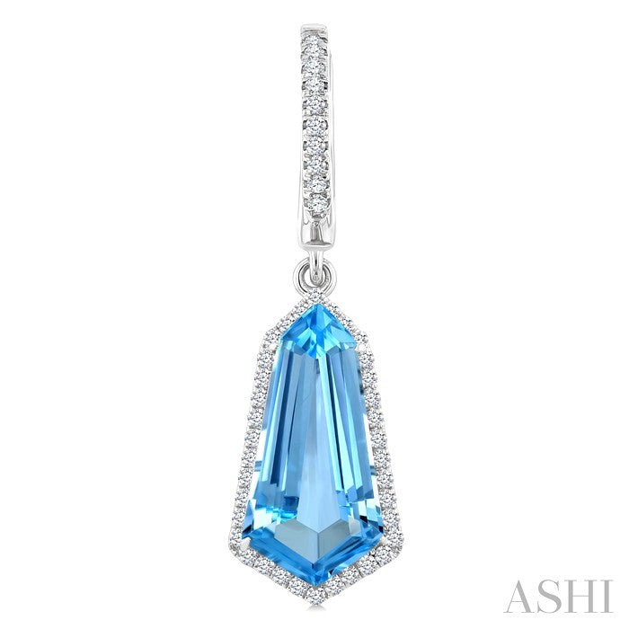Evoque Gemstone Shield Shape & Halo Diamond Earrings