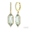 Evoque Gemstone Hexagon Shape & Halo Diamond Earrings