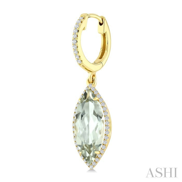 Evoque Gemstone Marquise Shape & Halo Diamond Earrings