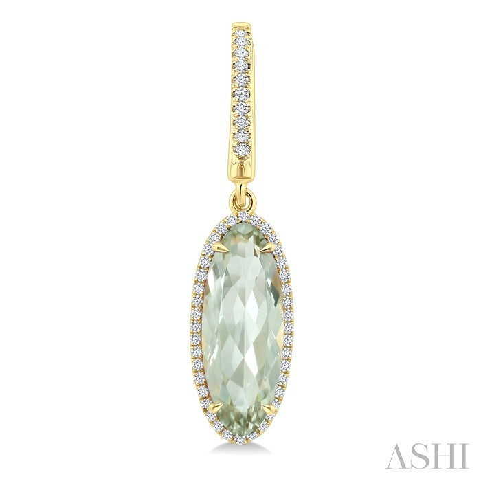 Evoque Gemstone Oval Shape & Halo Diamond Earrings