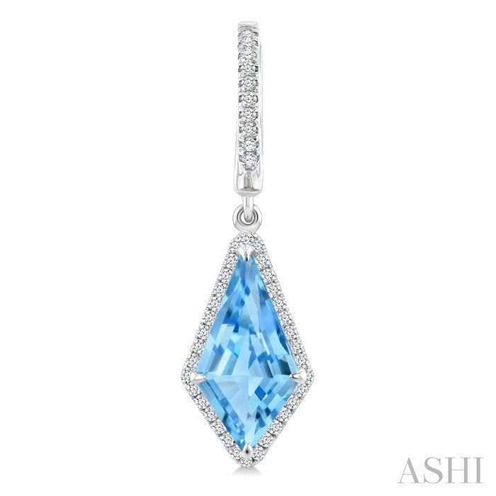 Evoque Gemstone Kite Shape & Halo Diamond Earrings
