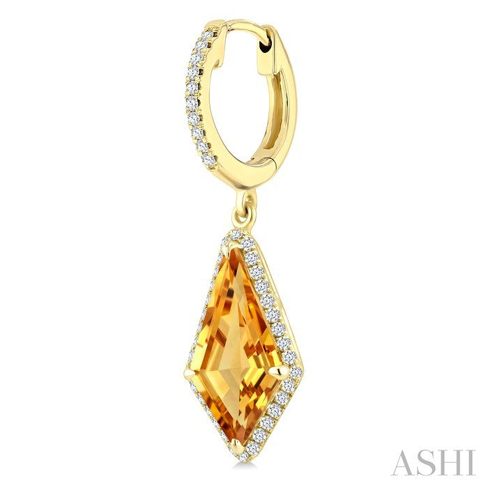 Evoque Gemstone Kite Shape & Halo Diamond Earrings