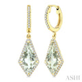 Evoque Gemstone Kite Shape & Halo Diamond Earrings