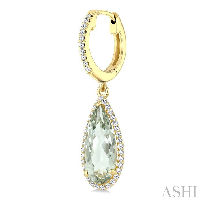 Evoque Gemstone Pear Shape & Halo Diamond Earrings