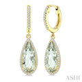 Evoque Gemstone Pear Shape & Halo Diamond Earrings