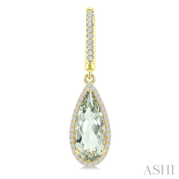 Evoque Gemstone Pear Shape & Halo Diamond Earrings