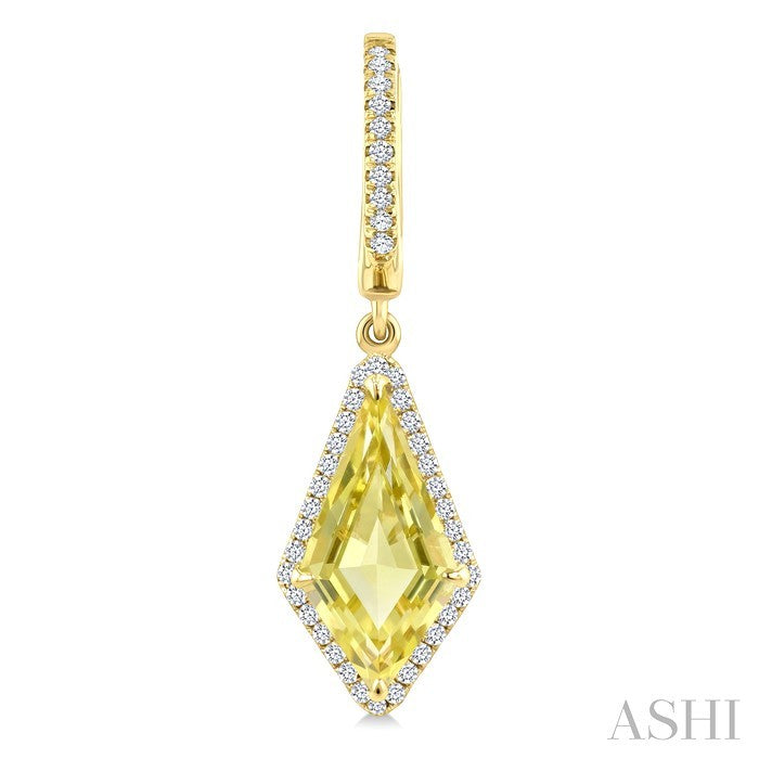 Evoque Gemstone Kite Shape & Halo Diamond Earrings