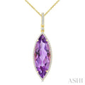 Evoque Gemstone Marquise Shape & Halo Diamond Pendant