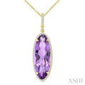 Evoque Gemstone Oval Shape & Halo Diamond Pendant