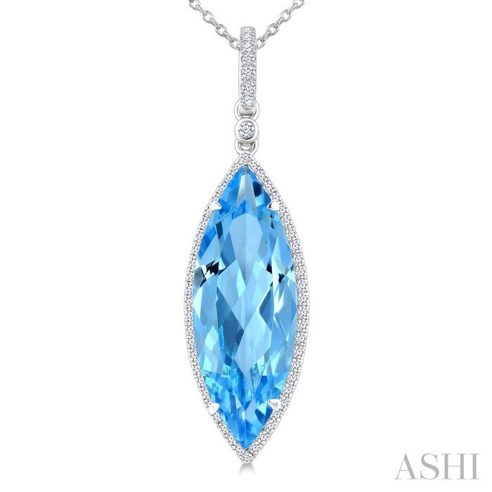 Evoque Gemstone Marquise Shape & Halo Diamond Pendant