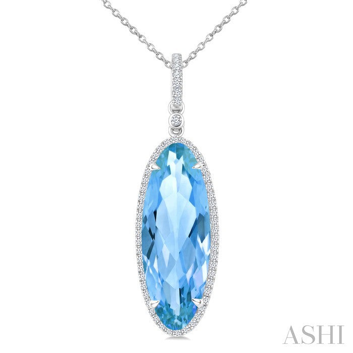 Evoque Gemstone Oval Shape & Halo Diamond Pendant