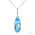 Evoque Gemstone Pear Shape & Halo Diamond Pendant