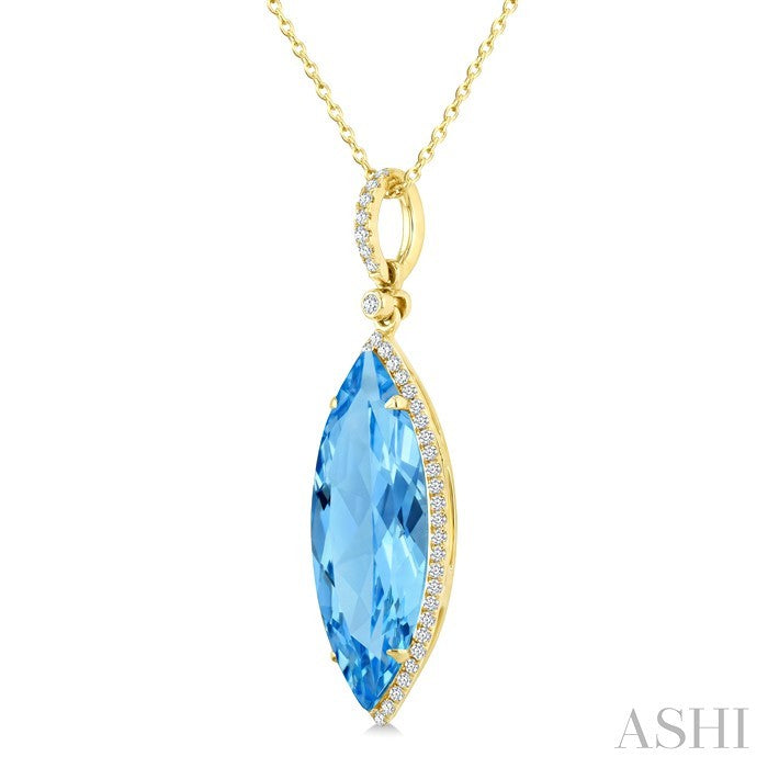 Evoque Gemstone Marquise Shape & Halo Diamond Pendant