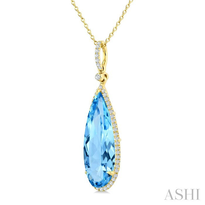 Evoque Gemstone Pear Shape & Halo Diamond Pendant
