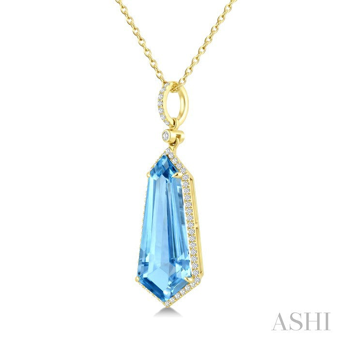 Evoque Gemstone Shield Shape & Halo Diamond Pendant