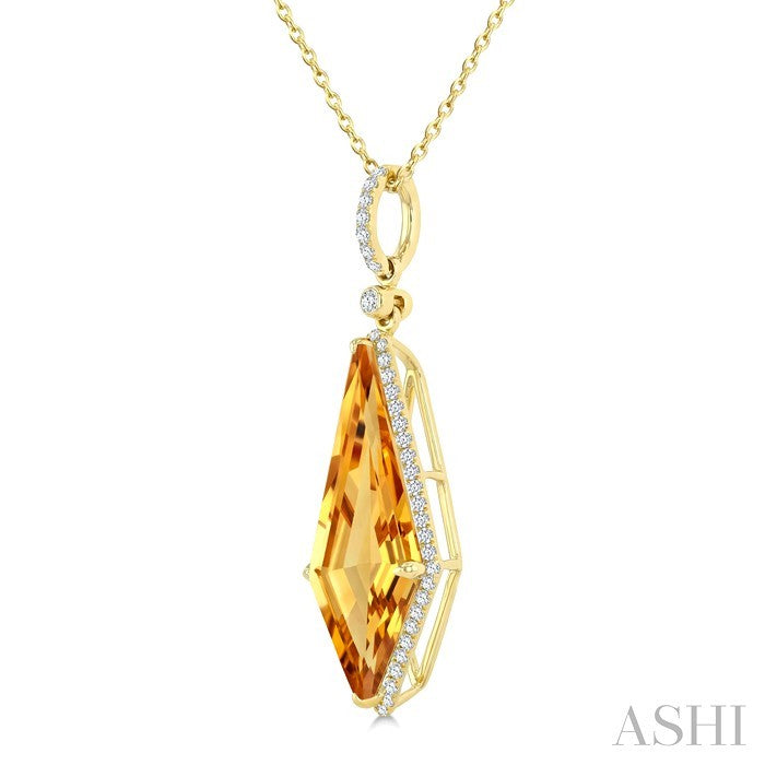 Evoque Gemstone Kite Shape & Halo Diamond Pendant