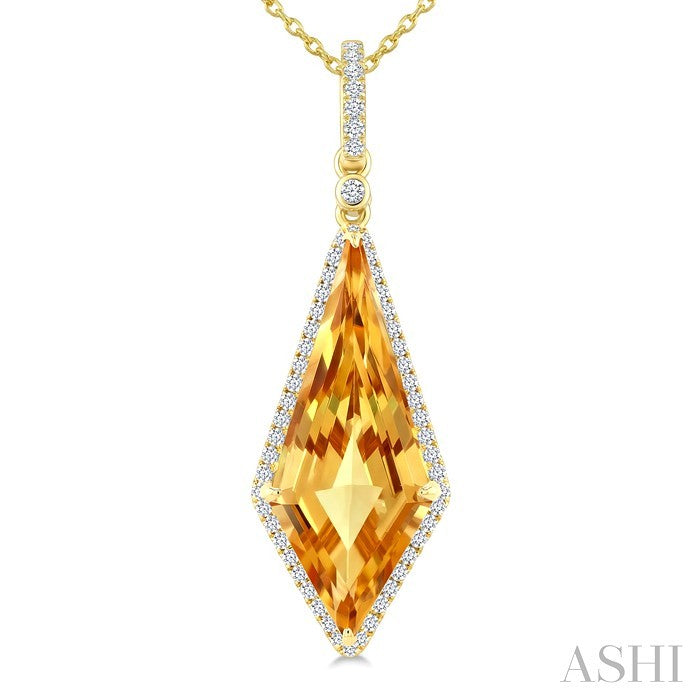 Evoque Gemstone Kite Shape & Halo Diamond Pendant