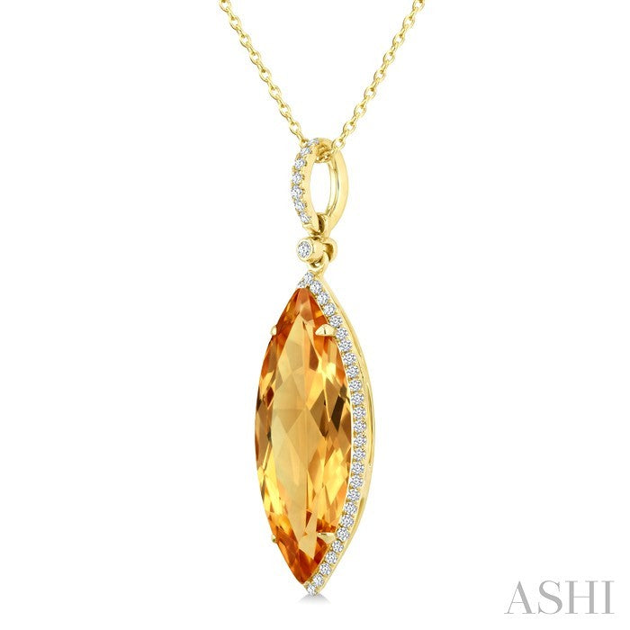 Evoque Gemstone Marquise Shape & Halo Diamond Pendant