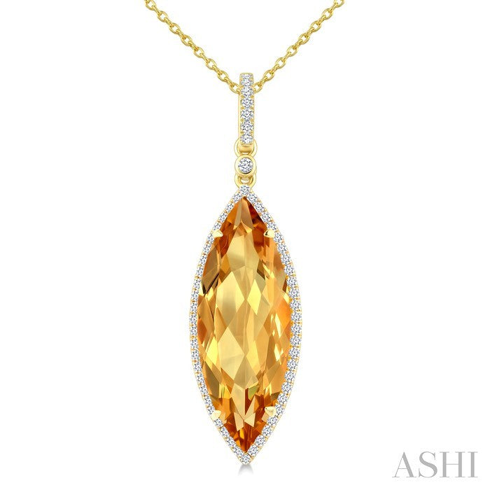 Evoque Gemstone Marquise Shape & Halo Diamond Pendant