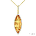Evoque Gemstone Marquise Shape & Halo Diamond Pendant