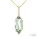 Evoque Gemstone Hexagon Shape & Halo Diamond Pendant