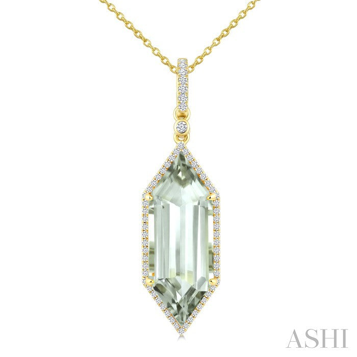 Evoque Gemstone Hexagon Shape & Halo Diamond Pendant