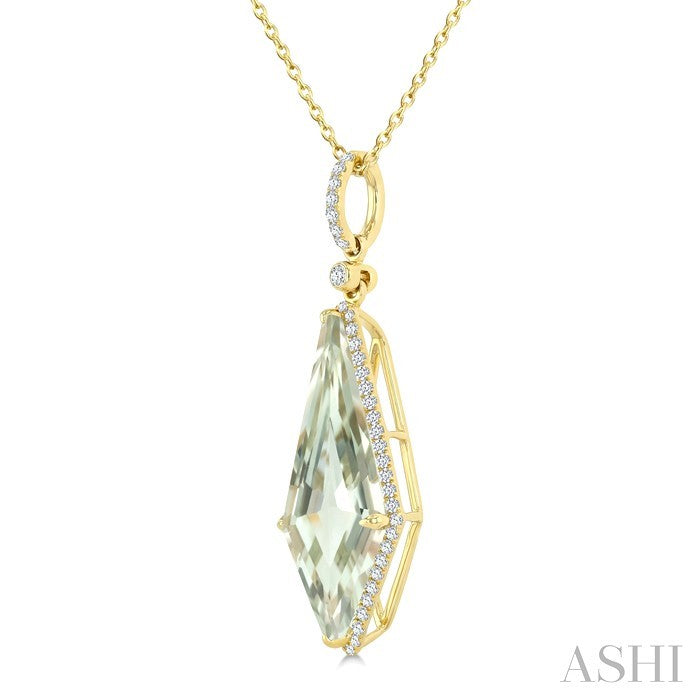 Evoque Gemstone Kite Shape & Halo Diamond Pendant