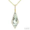 Evoque Gemstone Kite Shape & Halo Diamond Pendant