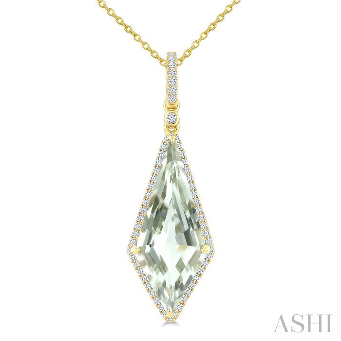 Evoque Gemstone Kite Shape & Halo Diamond Pendant