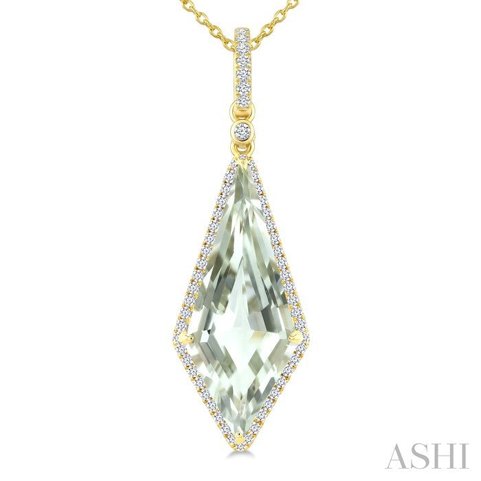 Evoque Gemstone Kite Shape & Halo Diamond Pendant