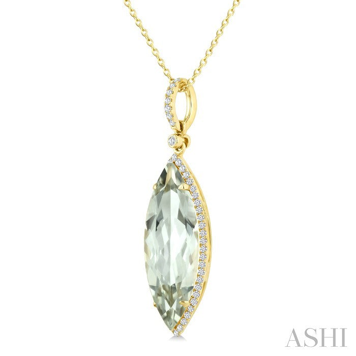 Evoque Gemstone Marquise Shape & Halo Diamond Pendant