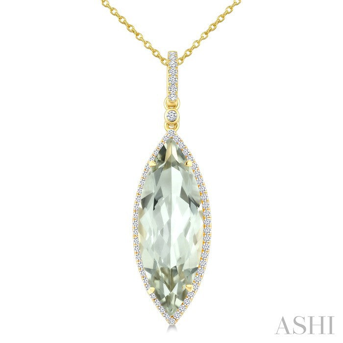 Evoque Gemstone Marquise Shape & Halo Diamond Pendant