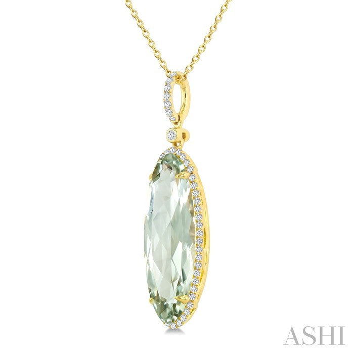 Evoque Gemstone Oval Shape & Halo Diamond Pendant