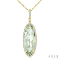 Evoque Gemstone Oval Shape & Halo Diamond Pendant