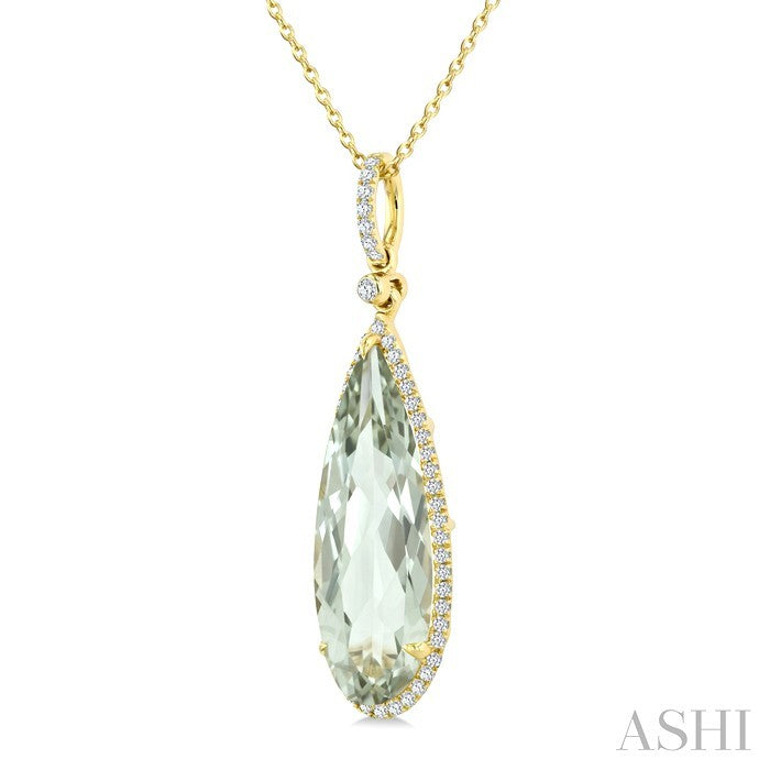 Evoque Gemstone Pear Shape & Halo Diamond Pendant