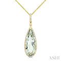 Evoque Gemstone Pear Shape & Halo Diamond Pendant