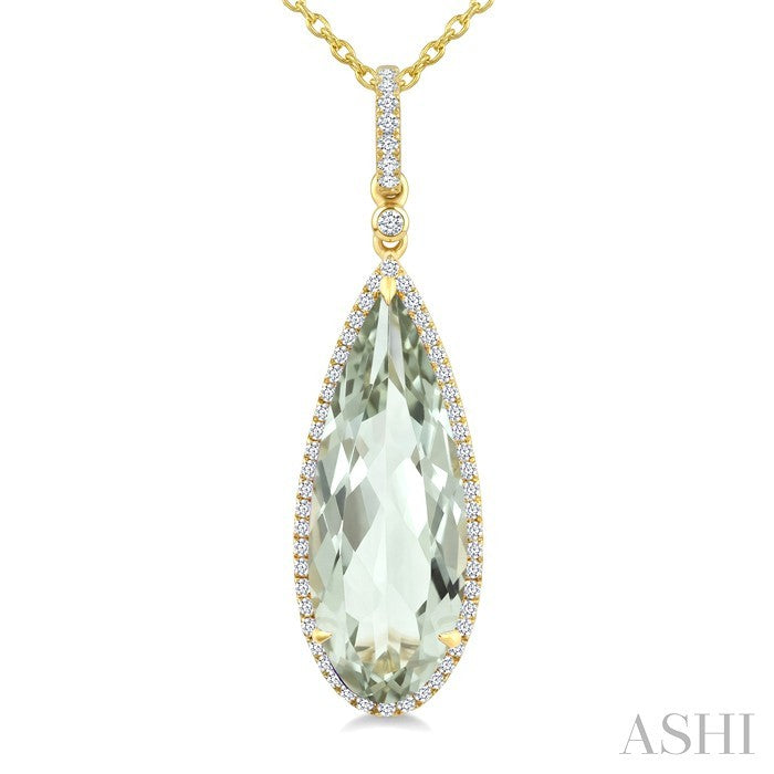 Evoque Gemstone Pear Shape & Halo Diamond Pendant