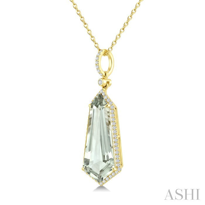 Evoque Gemstone Shield Shape & Halo Diamond Pendant