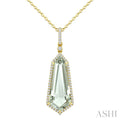 Evoque Gemstone Shield Shape & Halo Diamond Pendant