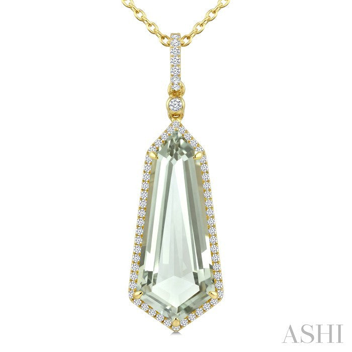 Evoque Gemstone Shield Shape & Halo Diamond Pendant