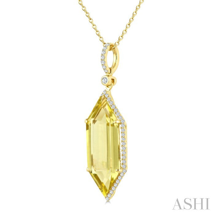 Evoque Gemstone Hexagon Shape & Halo Diamond Pendant