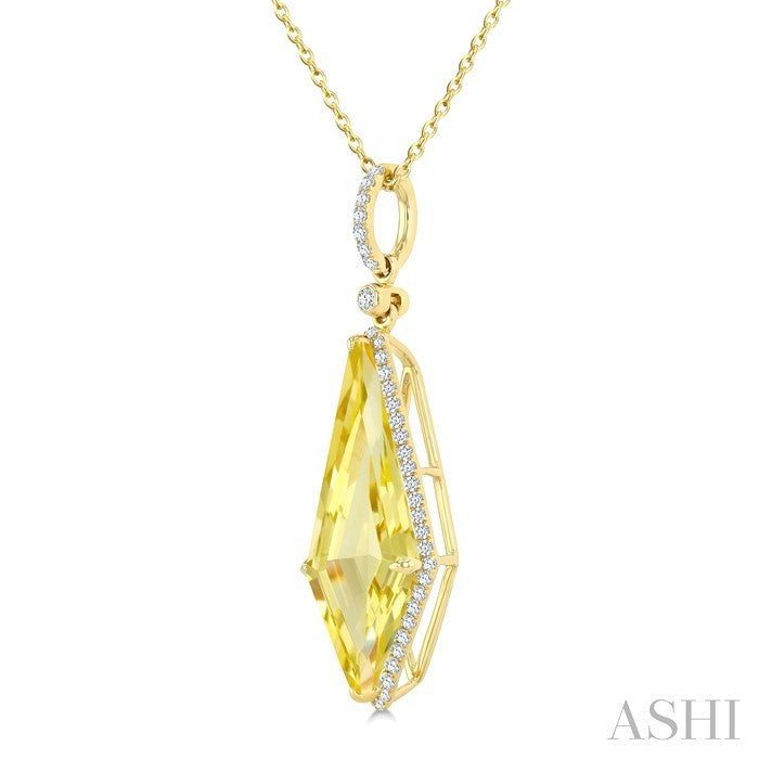 Evoque Gemstone Kite Shape & Halo Diamond Pendant