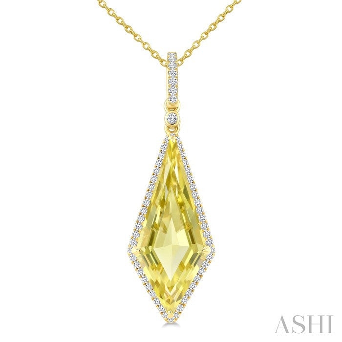 Evoque Gemstone Kite Shape & Halo Diamond Pendant