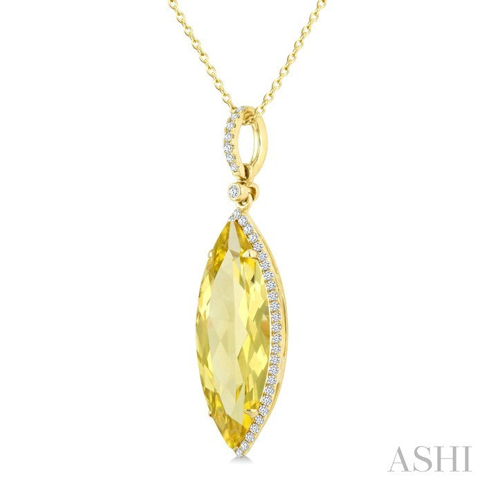 Evoque Gemstone Marquise Shape & Halo Diamond Pendant