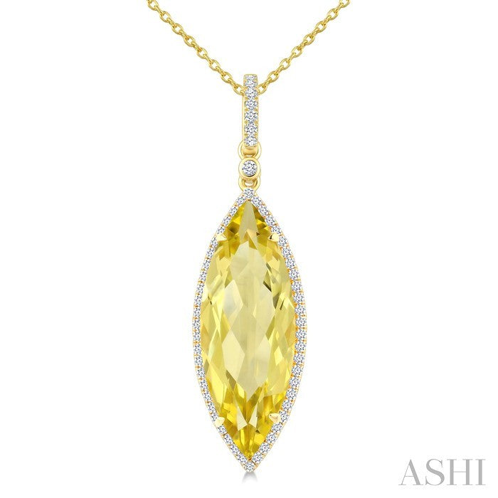 Evoque Gemstone Marquise Shape & Halo Diamond Pendant