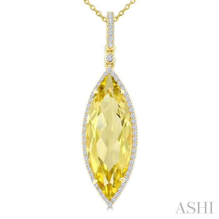 Evoque Gemstone Marquise Shape & Halo Diamond Pendant