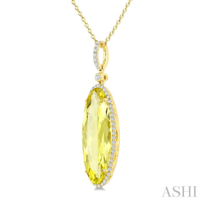 Evoque Gemstone Oval Shape & Halo Diamond Pendant