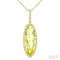 Evoque Gemstone Oval Shape & Halo Diamond Pendant